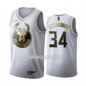 Milwaukee Bucks Giannis Antetokounmpo 34 Nike 2019-2020 Valkoinen Golden Edition Pelipaidat Swingman - Miesten